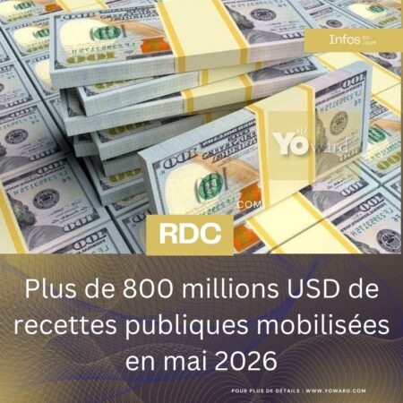 ​RDC : Plus de 800 millions USD de recettes publiques mobilisées en mai 2026