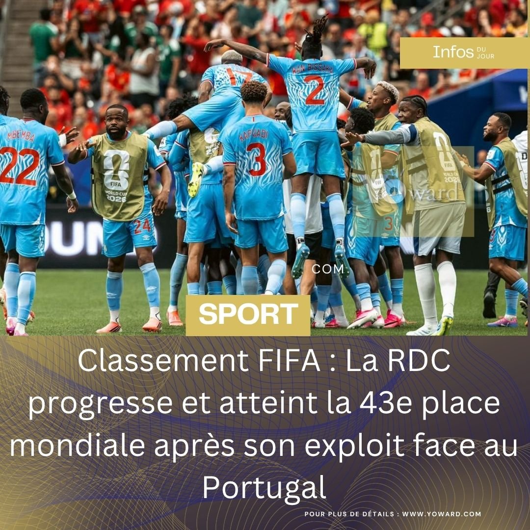 Classement FIFA : La RDC progresse et atteint la 43e place mondiale après son exploit face au Portugal