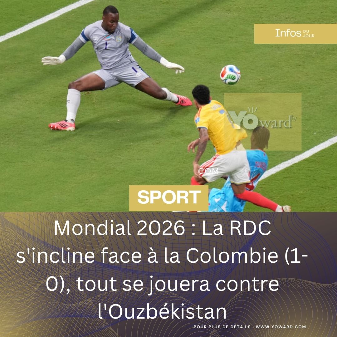 Le gardien Lionel Mpasi réalisant un arrêt décisif lors du match RDC vs Colombie au Mondial 2026.