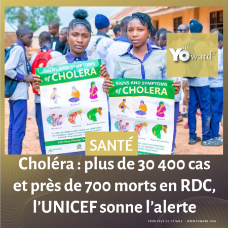 Choléra : plus de 30 400 cas et près de 700 morts en RDC, l’UNICEF sonne l’alerte