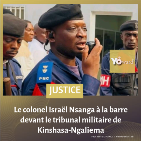 Le colonel Israël Nsanga à la barre devant le tribunal militaire de Kinshasa-Ngaliema 