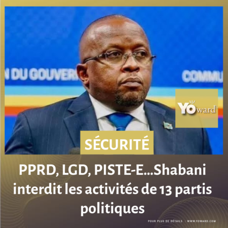 PPRD, LGD, PISTE-E…Shabani interdit les activités de 13 partis politiques